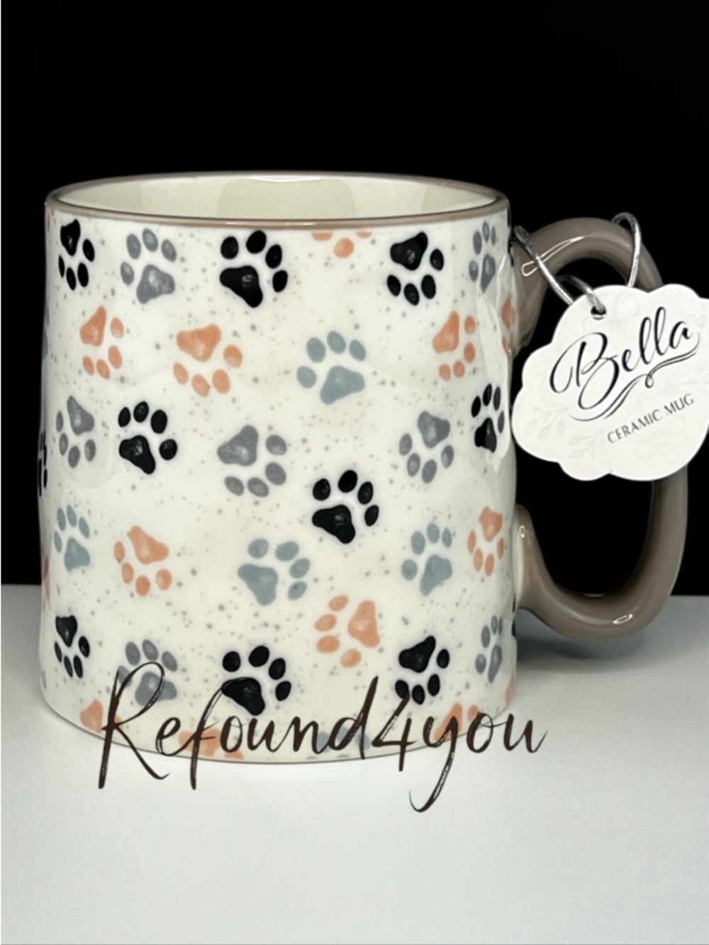 Bella - ‘Paws 🐾 -multicolored‘ Ceramic Mug. NWT. Firm!